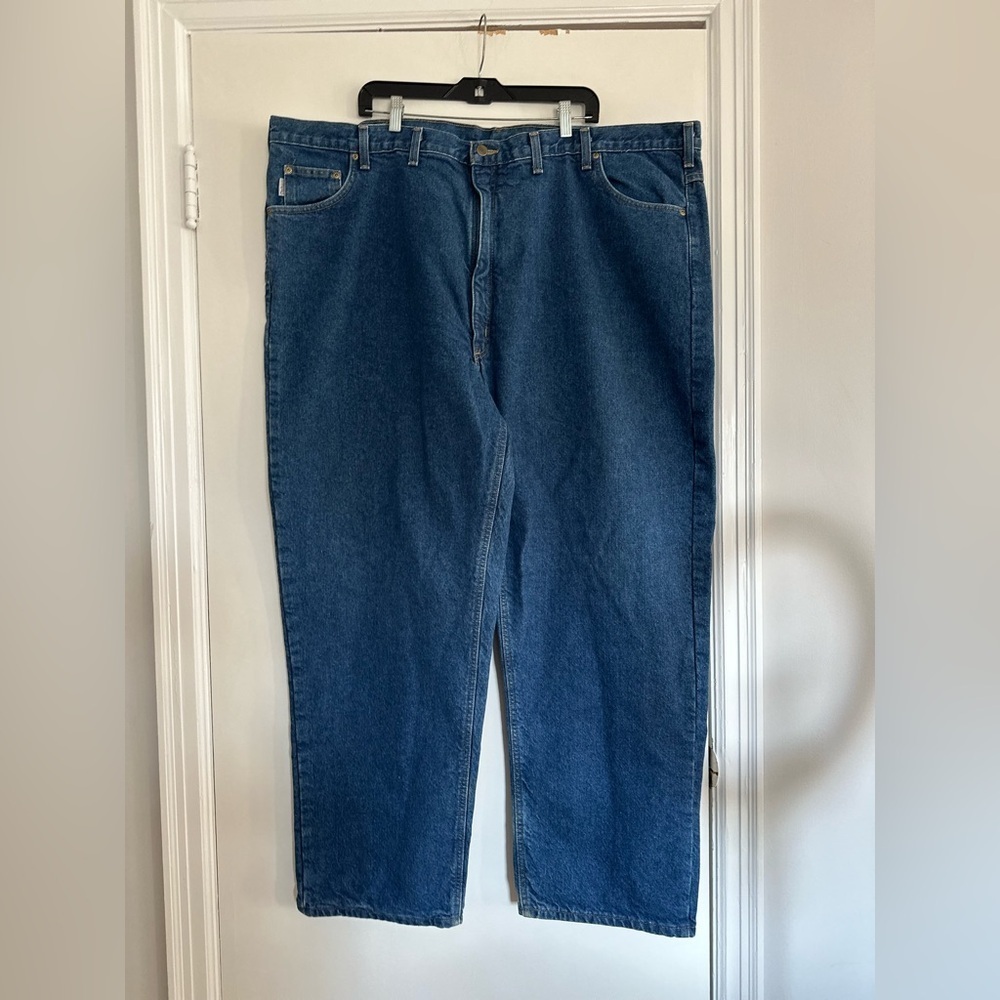 Vintage Carhartt Men’s Big-Tall Flannel Lined Dark Wash Blue Jeans Size 50 X 32